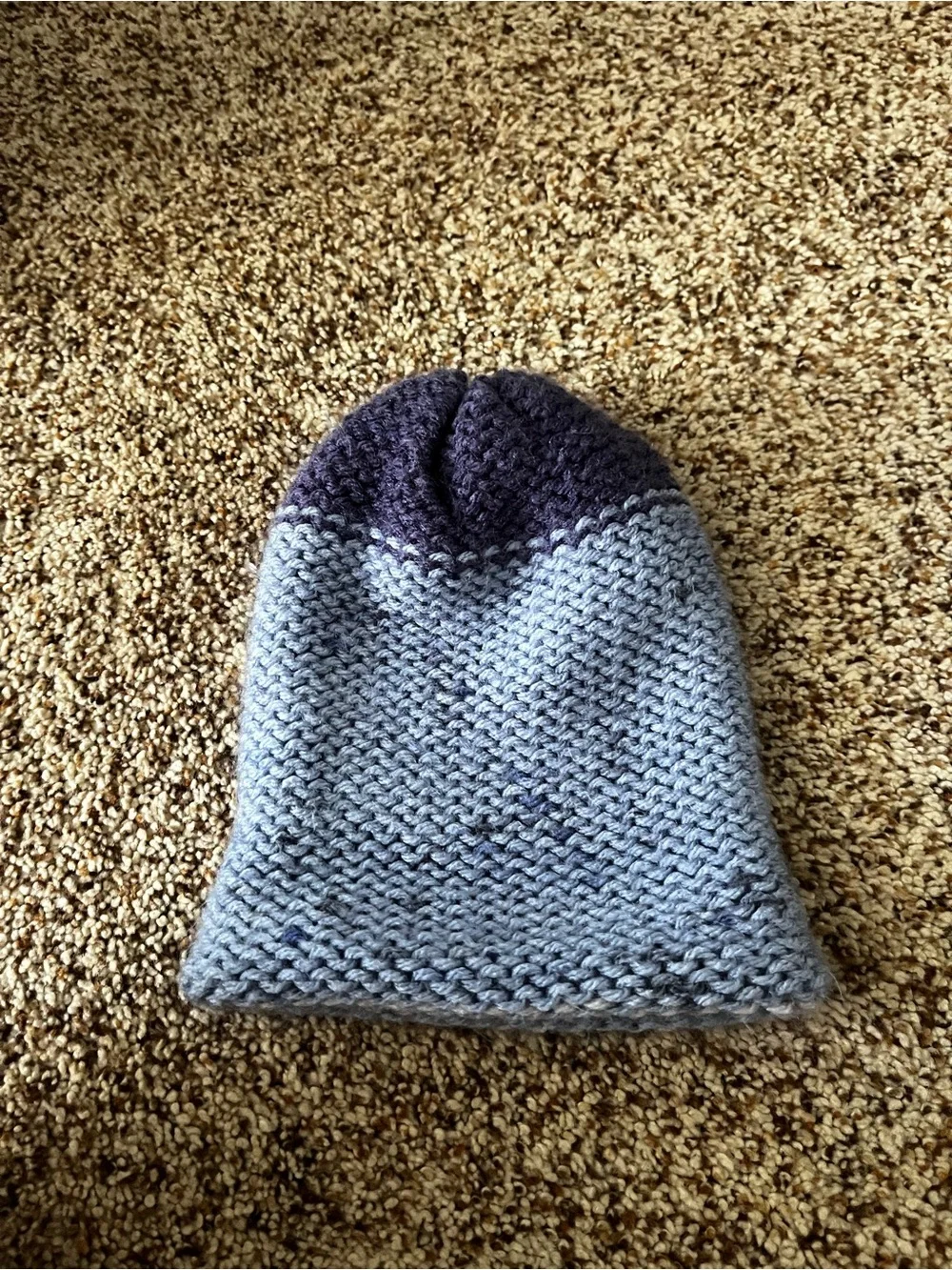 Infant hand Knit Beanie Hat - Blue Gray Color